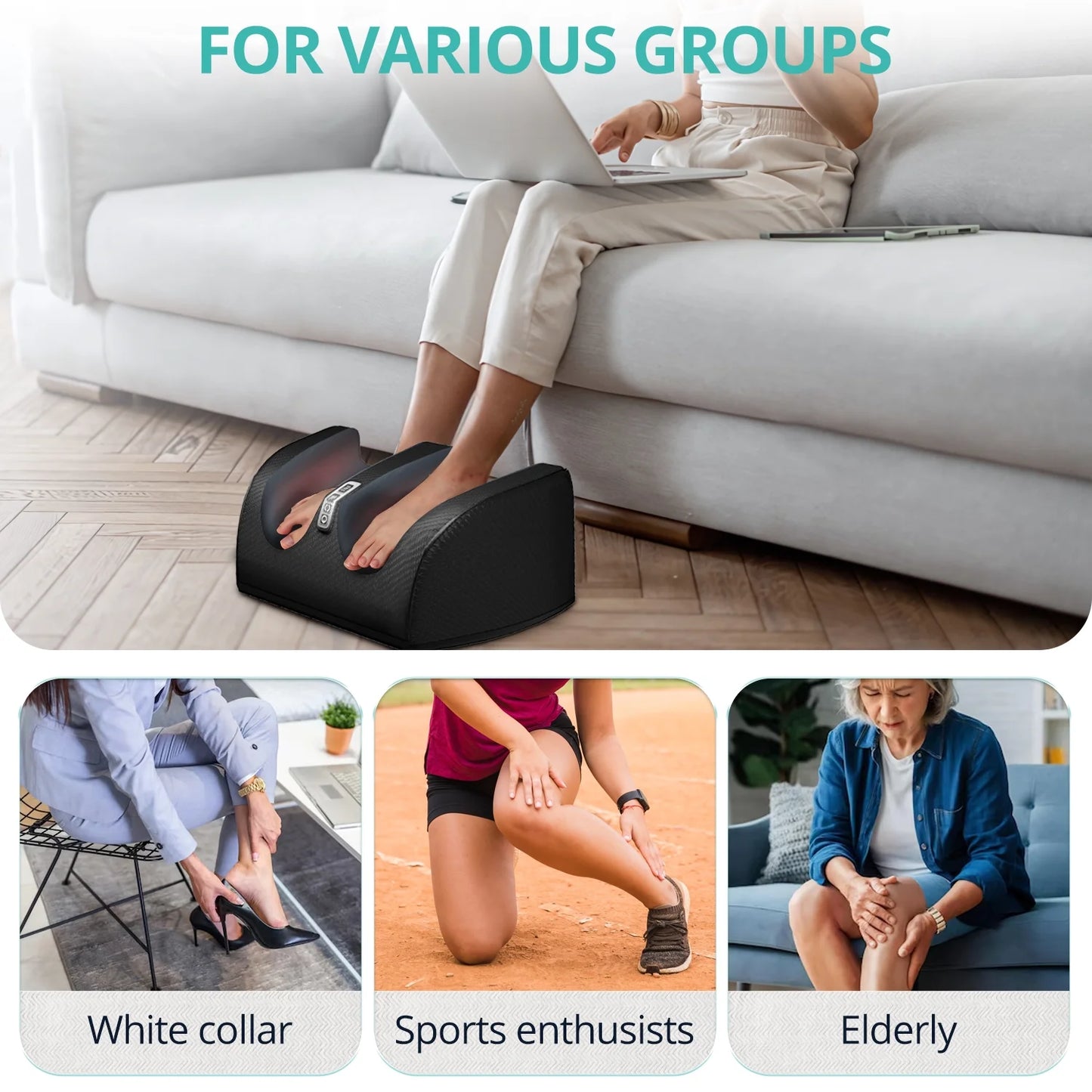 Foot Massager Machine with Heat, Deep Tissue Massager for Foot Massage and Calf Massage, Gifts for Mom & Dad